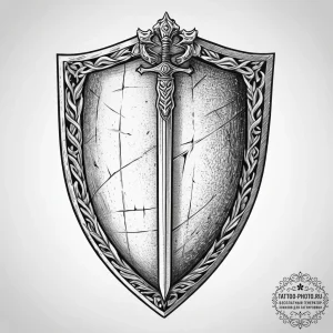 Tattoo design a medieval shield with a single... - эскиз тату (№1755701736_0, 20.08.2025 14:55) — tattoo-photo.ru