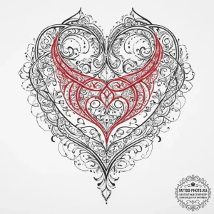 Heart, tattoo line art, clean lines, crisp ou... - эскиз тату (№1755702352_0, 20.08.2025 15:05) — tattoo-photo.ru