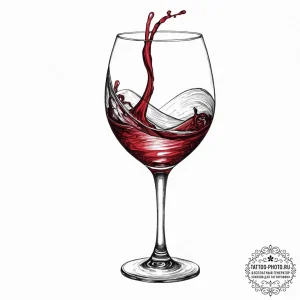 A glass of red wine being swirled, showing th... - эскиз тату (№1755702955_0, 20.08.2025 15:15) — tattoo-photo.ru