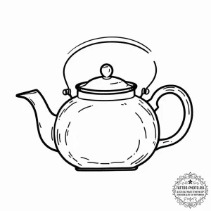 Teapot, tattoo drawing outline, linework tatt... - эскиз тату (№1755704393_0, 20.08.2025 15:39) — tattoo-photo.ru