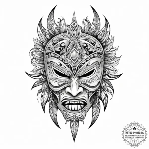 Tattoo sketch a powerful tribal mask with a f... - эскиз тату (№1755705011_0, 20.08.2025 15:50) — tattoo-photo.ru