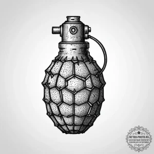 Tattoo design a small, stylized grenade with... - эскиз тату (№1755706038_0, 20.08.2025 16:07) — tattoo-photo.ru