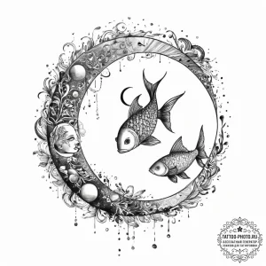 Tattoo design pisces fish with the "moon" tar... - эскиз тату (№1755706657_0, 20.08.2025 16:17) — tattoo-photo.ru