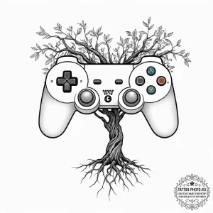 Tattoo sketch a classic console controller wi... - эскиз тату (№1755707465_0, 20.08.2025 16:31) — tattoo-photo.ru