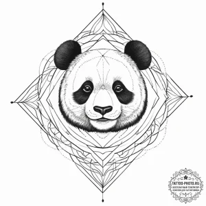 Panda, artistic tattoo sketch, geometric tatt... - эскиз тату (№1755712008_0, 20.08.2025 17:46) — tattoo-photo.ru