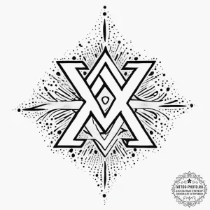 Tattoo design a stylized "noob" text crossed... - эскиз тату (№1755713236_0, 20.08.2025 18:07) — tattoo-photo.ru