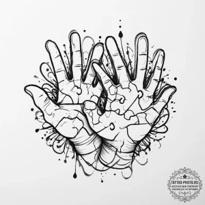 Tattoo sketch a silhouette of two hands formi... - эскиз тату (№1755714059_0, 20.08.2025 18:20) — tattoo-photo.ru