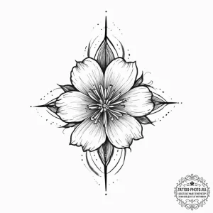 Tattoo design a minimalist geometric flower.,... - эскиз тату (№1755714671_0, 20.08.2025 18:31) — tattoo-photo.ru