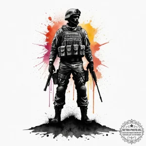 Tattoo sketch a lone soldier silhouette stand... - эскиз тату (№1755715456_0, 20.08.2025 18:44) — tattoo-photo.ru