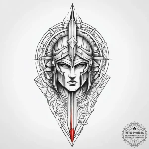 Tattoo design a spartan spear piercing throug... - эскиз тату (№1755715867_0, 20.08.2025 18:51) — tattoo-photo.ru