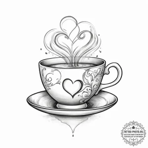 Tattoo design a minimalist teacup with a stea... - эскиз тату (№1755716487_0, 20.08.2025 19:01) — tattoo-photo.ru
