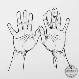Tattoo sketch a 'high five' gesture, split be... - эскиз тату (№1755717923_0, 20.08.2025 19:25) — tattoo-photo.ru