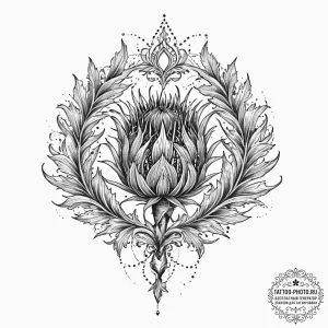 Tattoo design a thistle, prickly and resilien... - эскиз тату (№1755720818_0, 20.08.2025 20:13) — tattoo-photo.ru