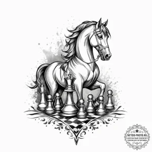 Tattoo sketch a knight's chess piece (horse),... - эскиз тату (№1755722679_0, 20.08.2025 20:44) — tattoo-photo.ru