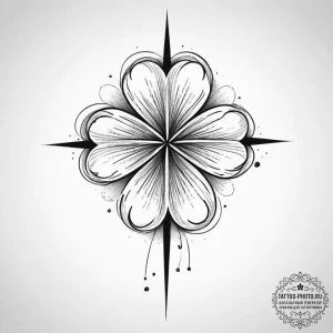 Clover, ink illustration for tattoo, on a cle... - эскиз тату (№1755723723_0, 20.08.2025 21:02) — tattoo-photo.ru