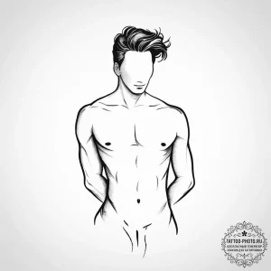 Man (silhouette/figure), tattoo line art, bla... - эскиз тату (№1755724131_0, 20.08.2025 21:08) — tattoo-photo.ru