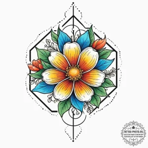 Tattoo design a delicate hexagon with a tiny... - эскиз тату (№1755727409_0, 20.08.2025 22:03) — tattoo-photo.ru