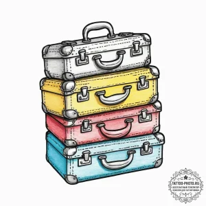 Tattoo sketch a tiny suitcase on one, a trave... - эскиз тату (№1755727825_0, 20.08.2025 22:10) — tattoo-photo.ru