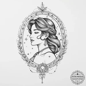 Tattoo design a virgo constellation, with sta... - эскиз тату (№1755728882_0, 20.08.2025 22:28) — tattoo-photo.ru