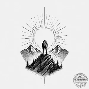 Tattoo sketch a mountain climber reaching a s... - эскиз тату (№1755729705_0, 20.08.2025 22:41) — tattoo-photo.ru
