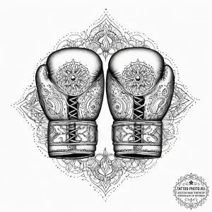 Tattoo design a pair of well-worn boxing glov... - эскиз тату (№1755730331_0, 20.08.2025 22:52) — tattoo-photo.ru