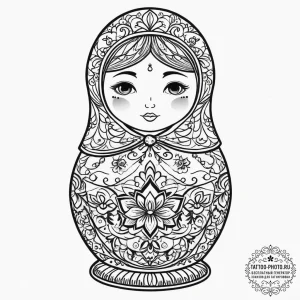 Matryoshka doll, concept art for tattoo, clea... - эскиз тату (№1755730534_0, 20.08.2025 22:55) — tattoo-photo.ru