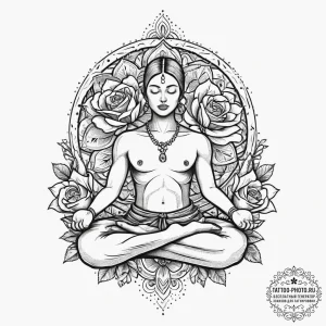 Tattoo design a stylized human figure meditat... - эскиз тату (№1755731998_0, 20.08.2025 23:19) — tattoo-photo.ru
