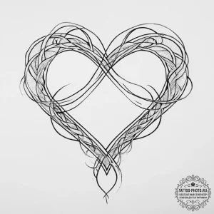 Tattoo sketch a heart made of a single contin... - эскиз тату (№1755732828_0, 20.08.2025 23:33) — tattoo-photo.ru