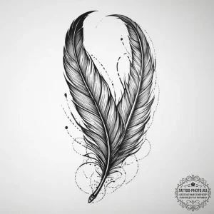 Feather, tattoo line art, blackwork tattoo st... - эскиз тату (№1755733025_0, 20.08.2025 23:37) — tattoo-photo.ru