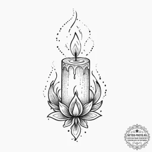 Tattoo sketch a single, flickering candle fla... - эскиз тату (№1755733236_0, 20.08.2025 23:40) — tattoo-photo.ru