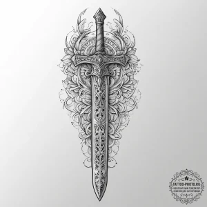 Tattoo sketch a powerful hand holding a sword... - эскиз тату (№1755734256_0, 20.08.2025 23:57) — tattoo-photo.ru