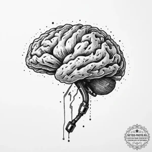 Tattoo design a brain with a joystick growing... - эскиз тату (№1755734675_0, 21.08.2025 00:04) — tattoo-photo.ru