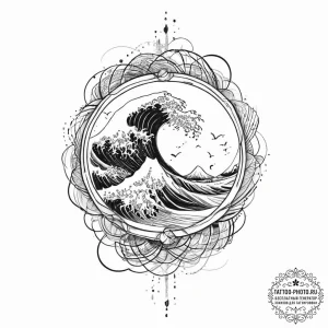 Tattoo sketch a minimalist geometric wave., i... - эскиз тату (№1755734872_0, 21.08.2025 00:07) — tattoo-photo.ru
