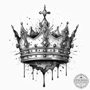 Crown, artistic tattoo sketch, on a clean whi... - эскиз тату (№1755736493_0, 21.08.2025 00:34) — tattoo-photo.ru