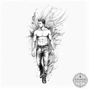 Tattoo sketch a silhouette of a man standing... - эскиз тату (№1755737473_0, 21.08.2025 00:51) — tattoo-photo.ru