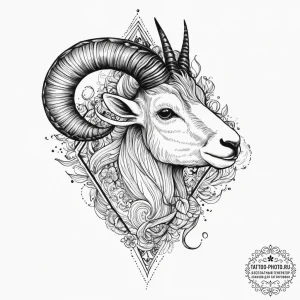 Tattoo design a capricorn goat-fish, half rea... - эскиз тату (№1755739240_0, 21.08.2025 01:20) — tattoo-photo.ru