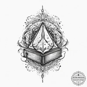 Tattoo design an ornate fantasy book with a h... - эскиз тату (№1755739436_0, 21.08.2025 01:23) — tattoo-photo.ru