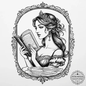 Tattoo design a graceful virgo maiden, holdin... - эскиз тату (№1755740418_0, 21.08.2025 01:40) — tattoo-photo.ru
