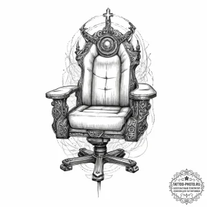 Tattoo design a gaming chair with a subtle ha... - эскиз тату (№1755741216_0, 21.08.2025 01:53) — tattoo-photo.ru