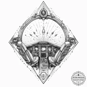 Tattoo design a detailed spaceship cockpit vi... - эскиз тату (№1755741812_0, 21.08.2025 02:03) — tattoo-photo.ru