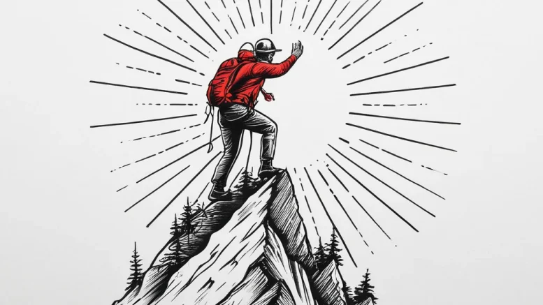 Tattoo sketch a mountain climber reaching a s... - эскиз тату (№1755744004_0, 21.08.2025 02:40) — tattoo-photo.ru