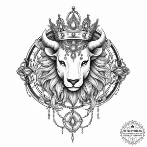 Tattoo sketch a zodiac animal head with a cla... - эскиз тату (№1755744999_0, 21.08.2025 02:56) — tattoo-photo.ru