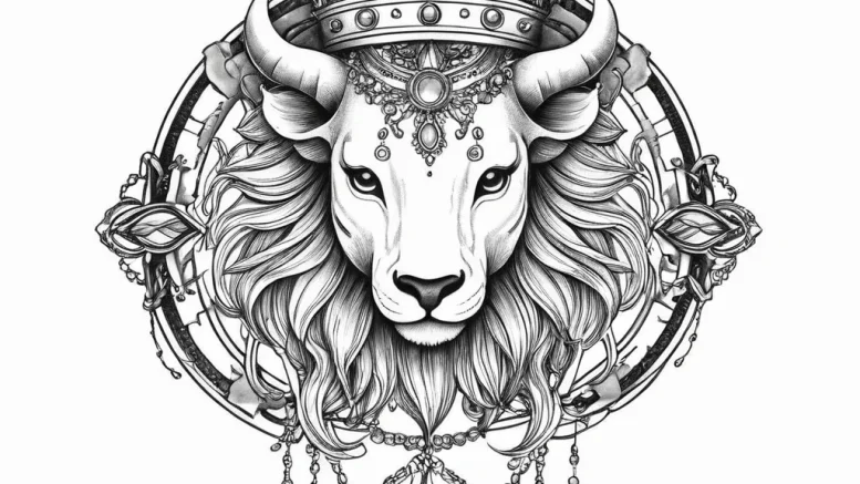 Tattoo sketch a zodiac animal head with a cla... - эскиз тату (№1755744999_0, 21.08.2025 02:56) — tattoo-photo.ru