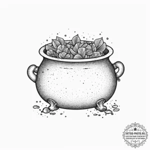 Leprechaun's pot of gold, ink illustration fo... - эскиз тату (№1755747997_0, 21.08.2025 03:46) — tattoo-photo.ru