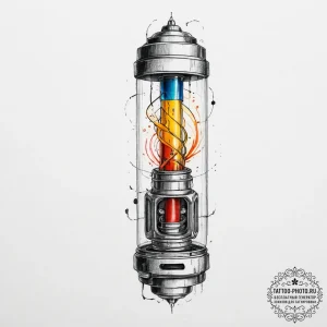 Nixie tube, ink illustration for tattoo, vibr... - эскиз тату (№1755748599_0, 21.08.2025 03:56) — tattoo-photo.ru