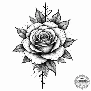 Tattoo sketch a thorny rose or a bramble, sym... - эскиз тату (№1755749597_0, 21.08.2025 04:13) — tattoo-photo.ru