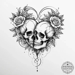 Tattoo sketch a heart shape created by the ne... - эскиз тату (№1755781311_0, 21.08.2025 13:01) — tattoo-photo.ru