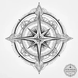 Tattoo design a compass rose where each point... - эскиз тату (№1755783077_0, 21.08.2025 13:31) — tattoo-photo.ru