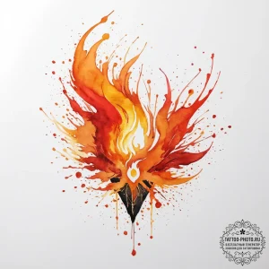 Tattoo sketch: watercolor splashes of orange,... - эскиз тату (№1755783862_0, 21.08.2025 13:44) — tattoo-photo.ru