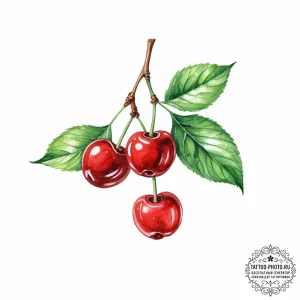 Tattoo sketch a single, perfectly ripe cherry... - эскиз тату (№1755787220_0, 21.08.2025 14:40) — tattoo-photo.ru
